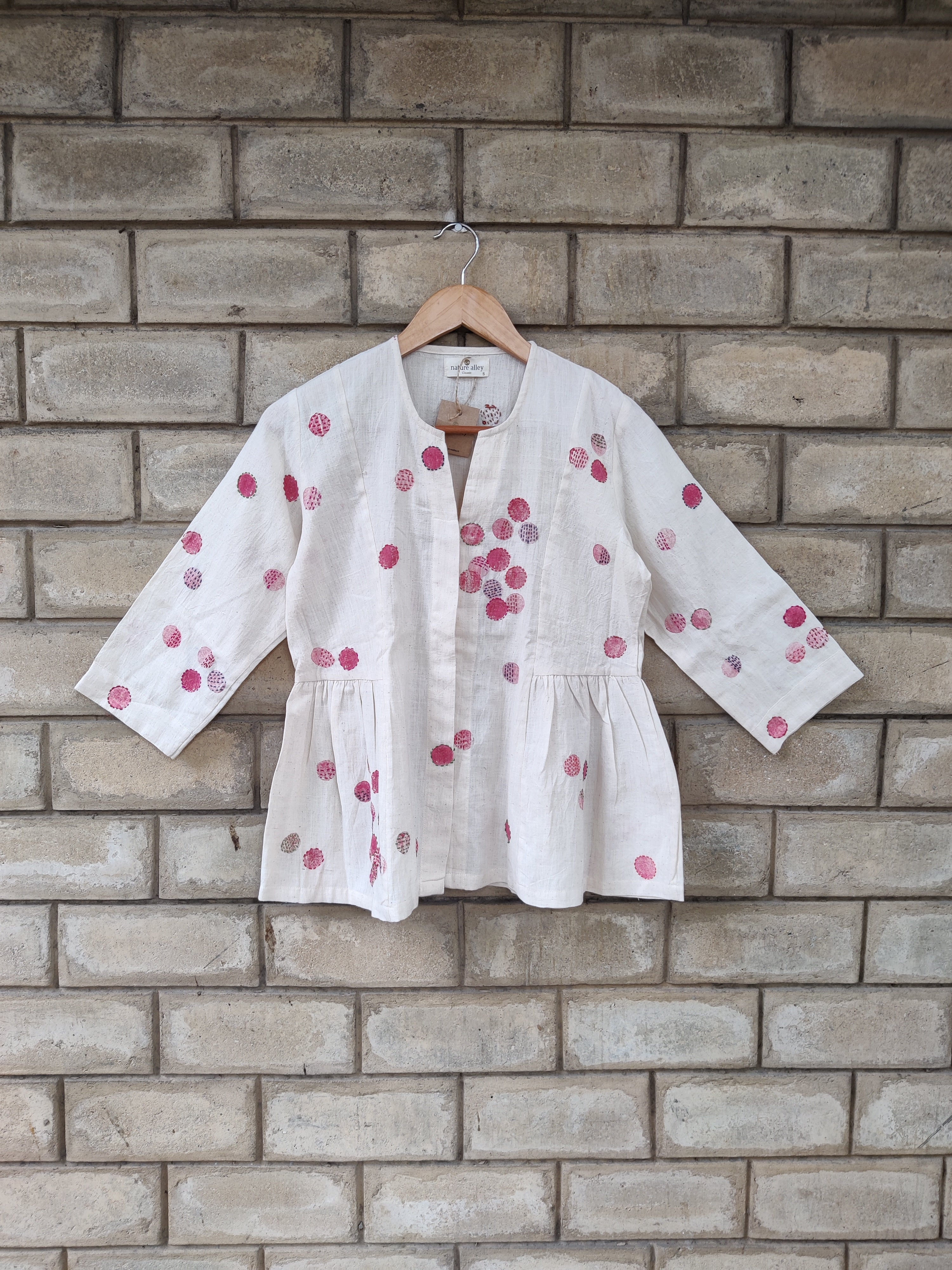 Kora-Red Polka Handspun & Handwoven Peplum Top
