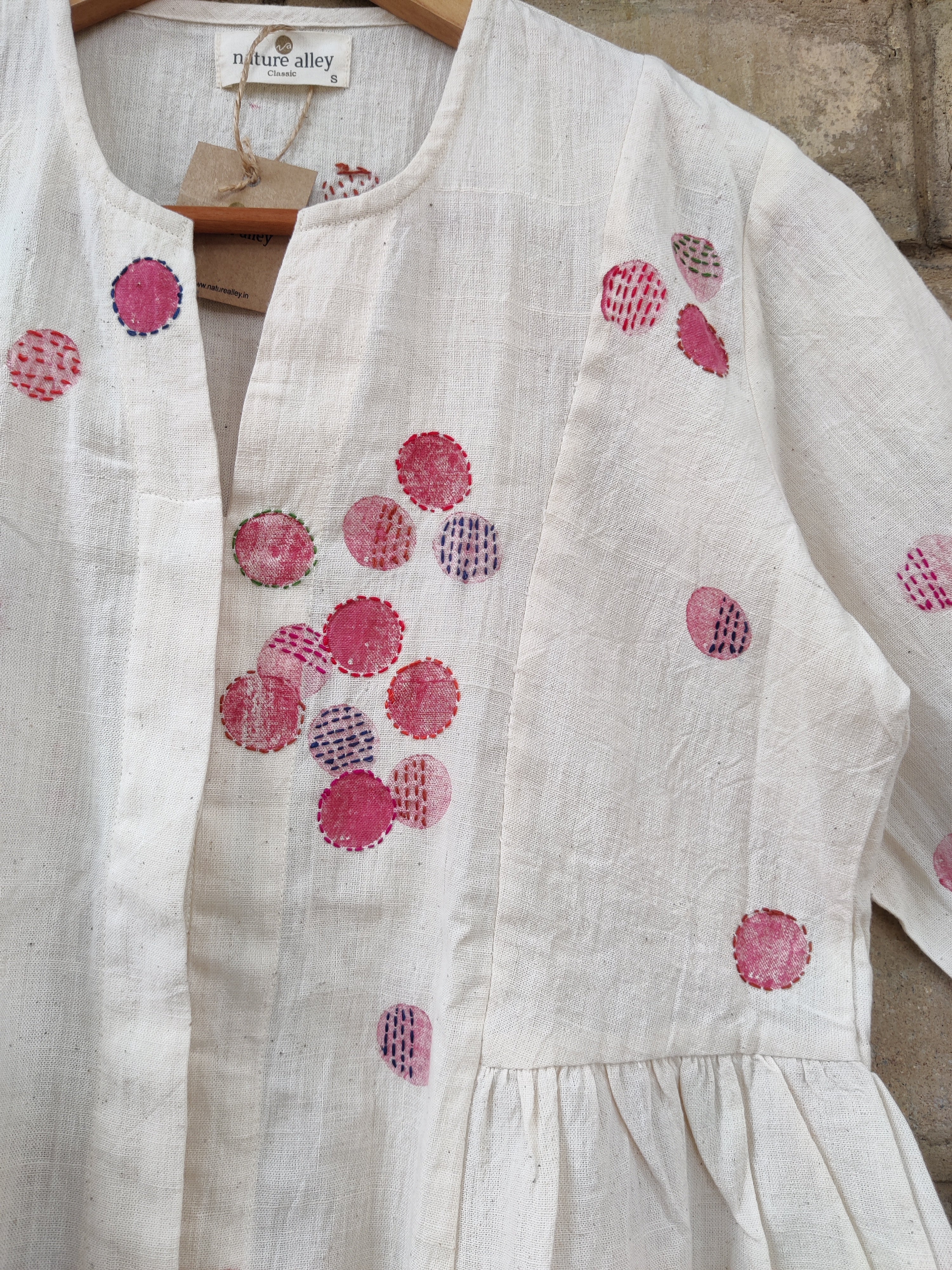 Kora-Red Polka Handspun & Handwoven Peplum Top