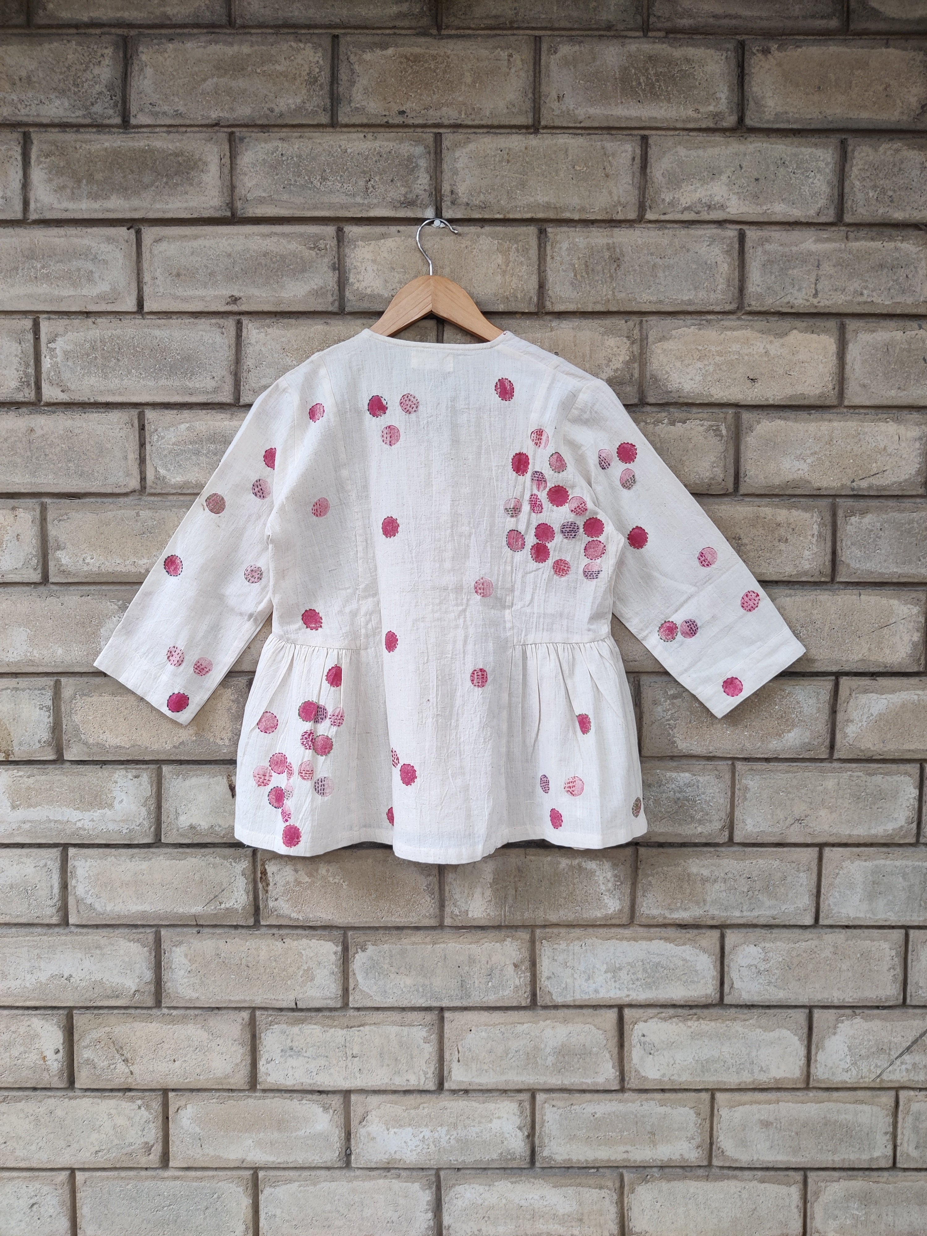 Kora-Red Polka Handspun & Handwoven Peplum Top