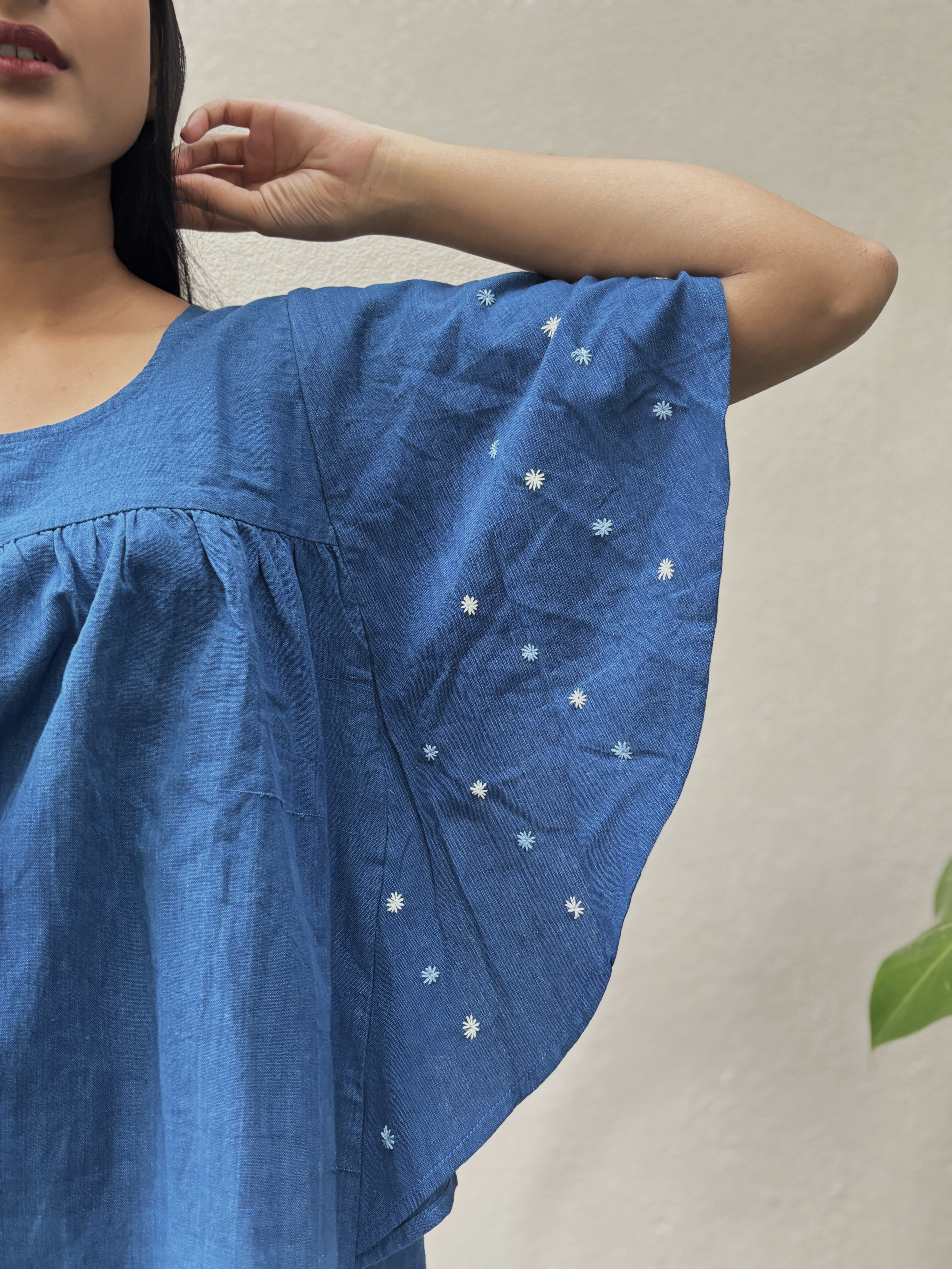 Indigo Handspun & Handwoven Butterfly Top
