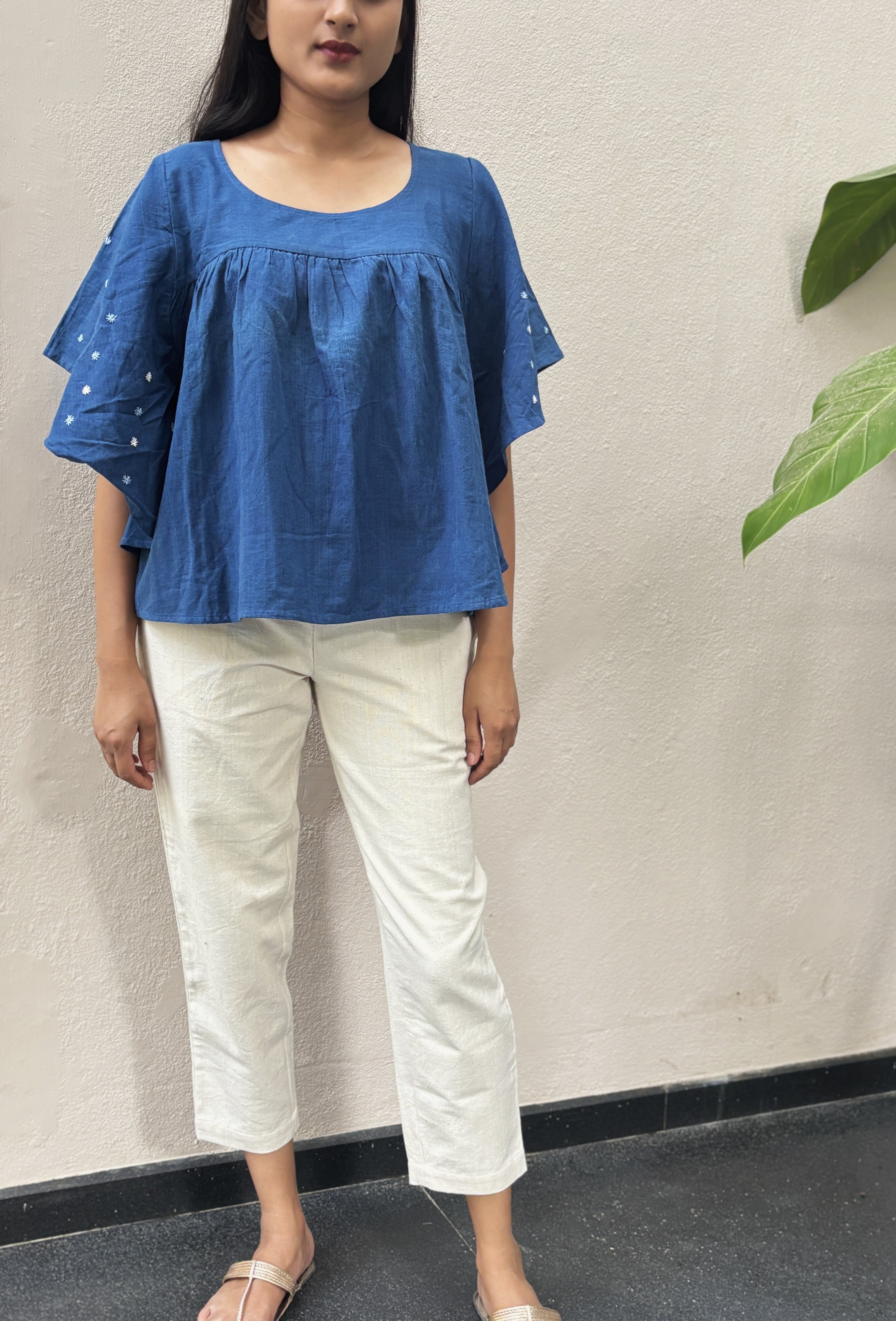 Indigo Handspun & Handwoven Butterfly Top