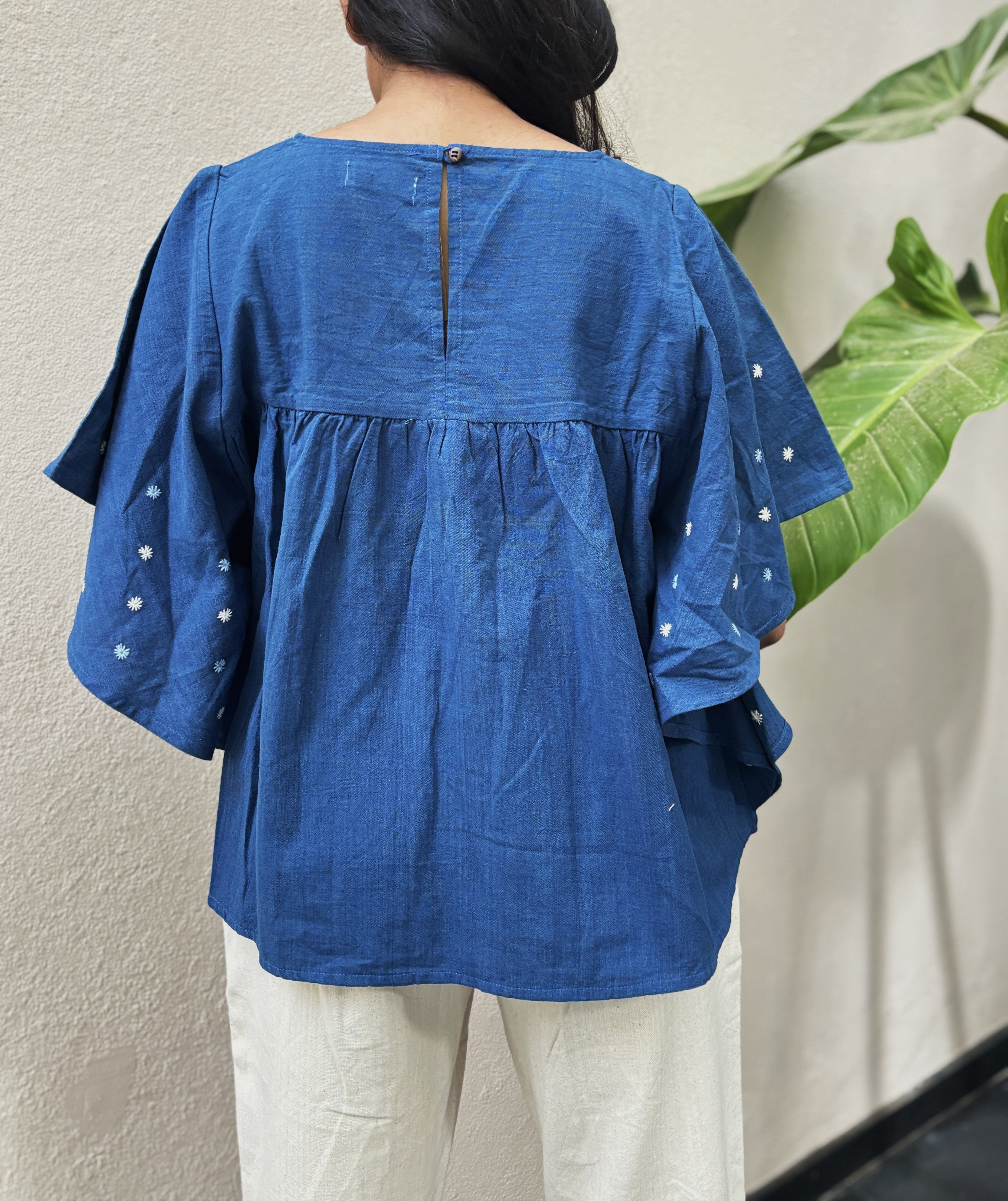 Indigo Handspun & Handwoven Butterfly Top