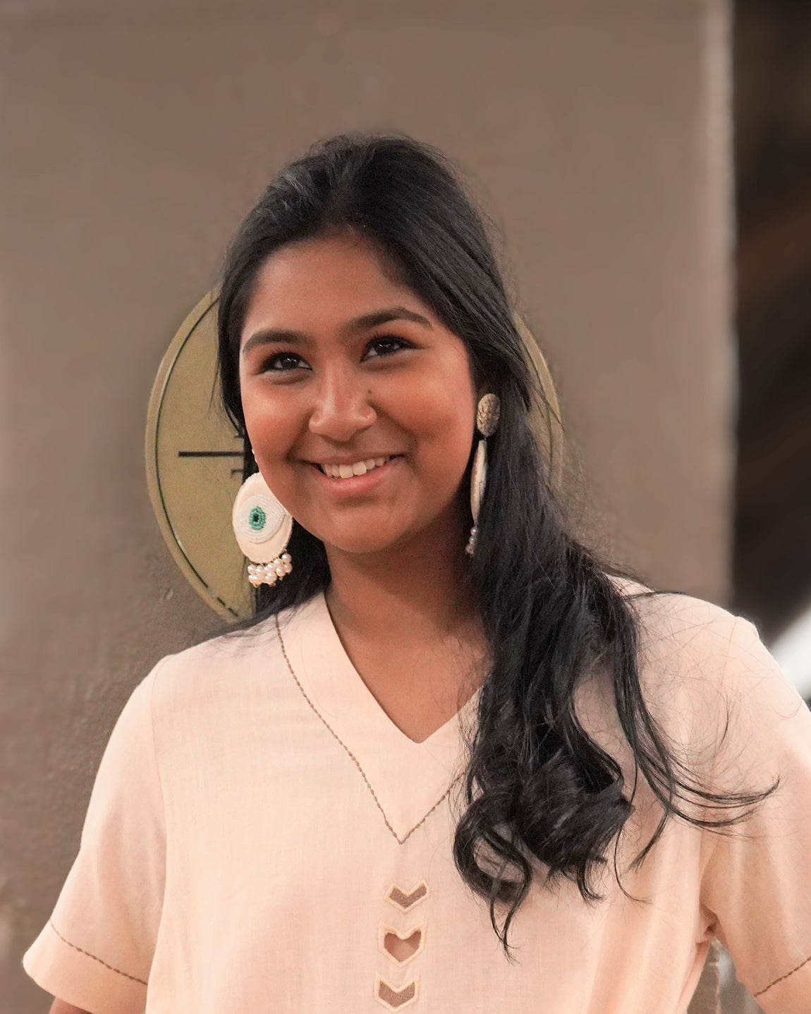 Nazar 6 - Cream Recycled Leather Earrings