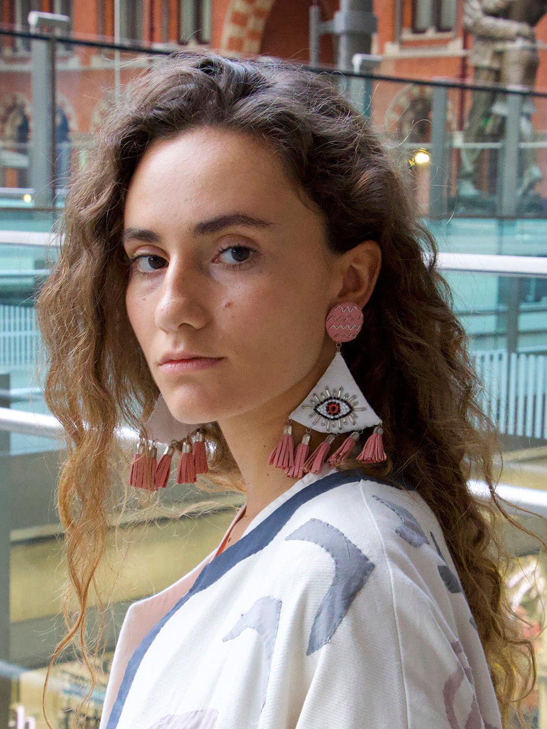 Nazar 5 - Blush Recycled Leather Earrings