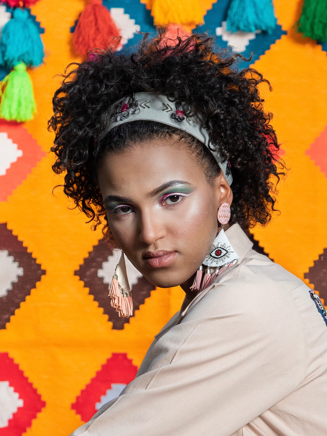 Nazar 5 - Blush Recycled Leather Earrings