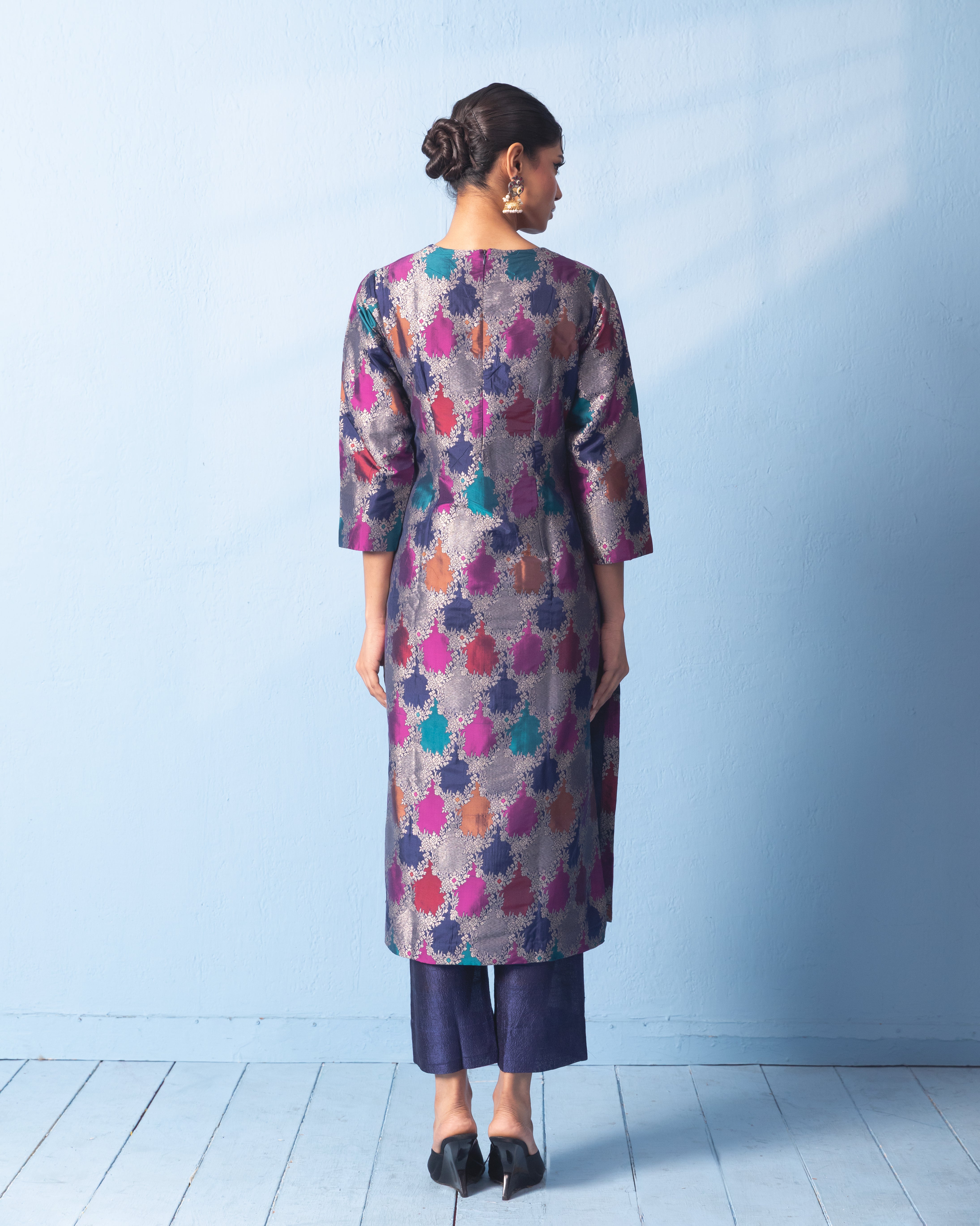 Benarasi silk kurta with raw silk pant