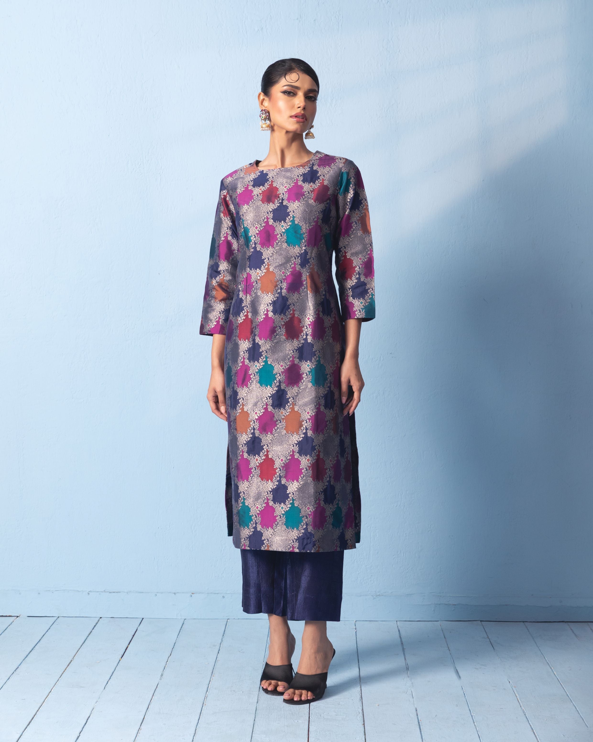 Benarasi silk kurta with raw silk pant