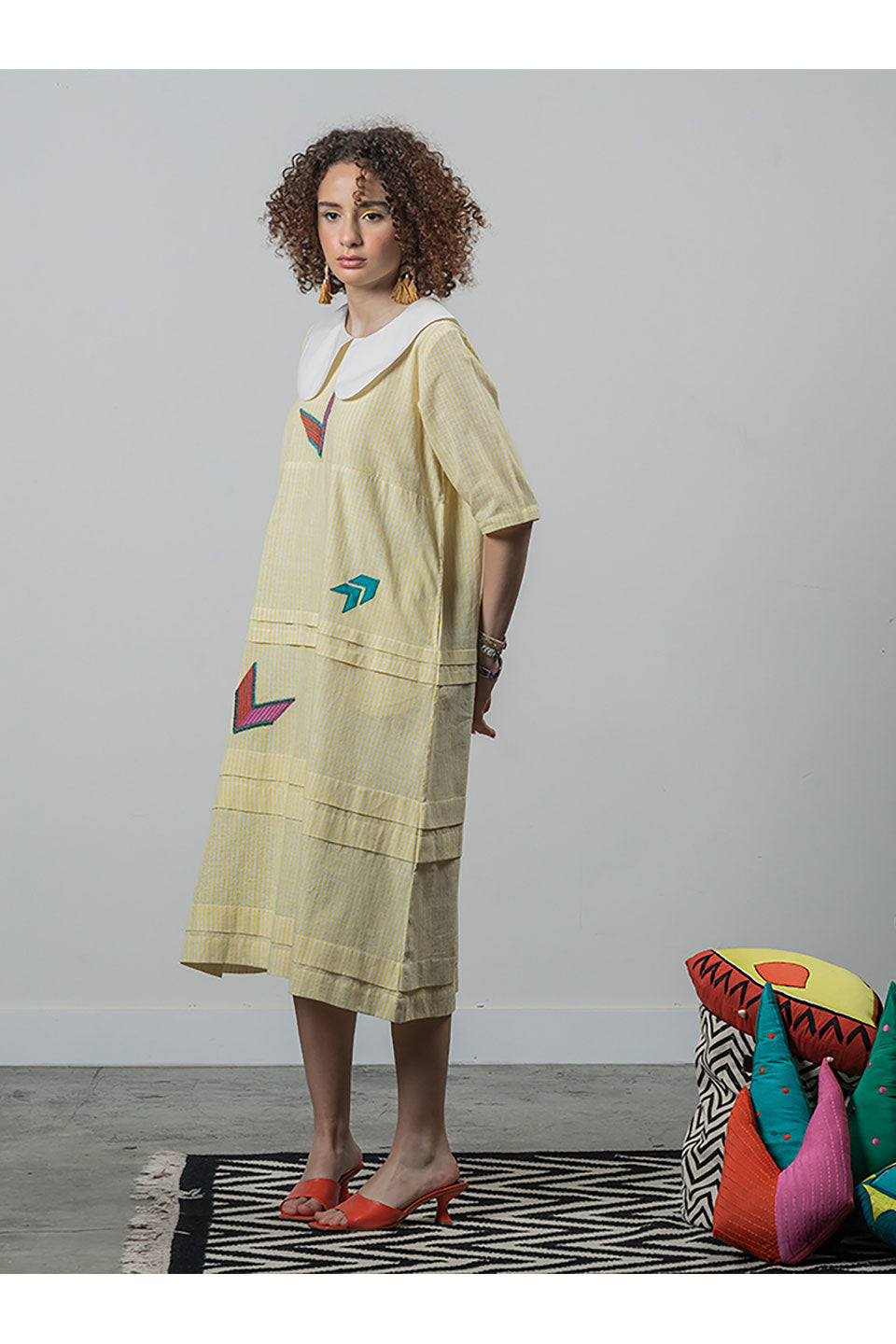 Phoebe - Yellow Handwoven Cotton Dress
