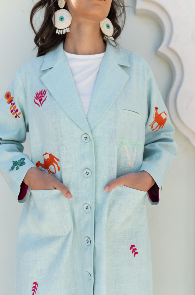 Nazar 6 - Cream Recycled Leather Earrings