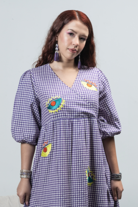 Maude - Purple Handwoven Cotton Dress