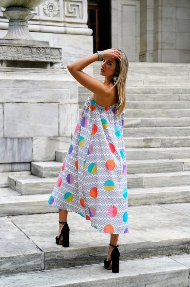 Sofie - Handwoven Cotton One-Shoulder Midi Dress