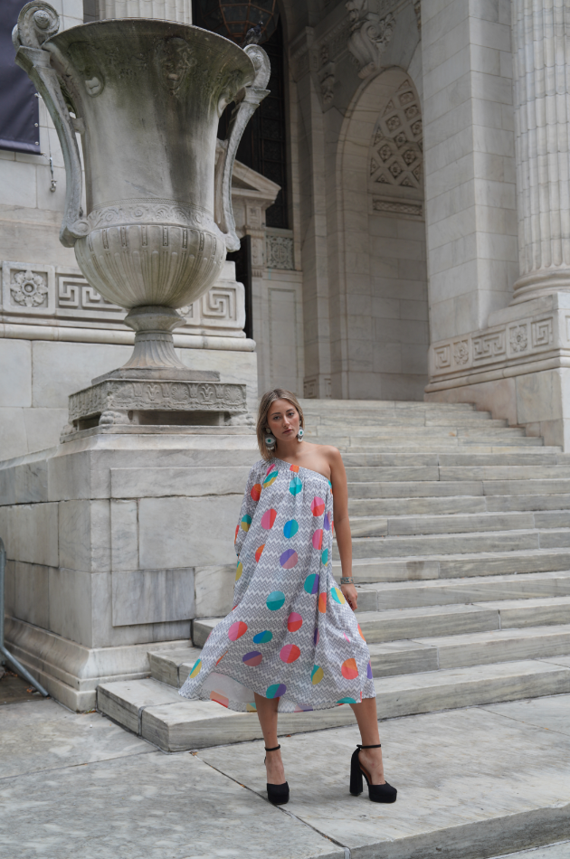 Sofie - Handwoven Cotton One-Shoulder Midi Dress