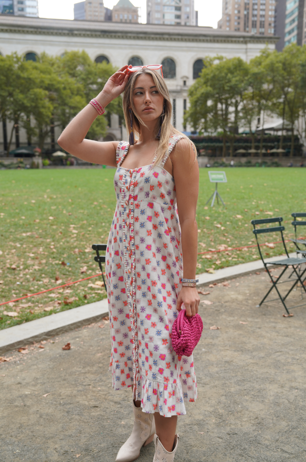 Ingrid - White Handwoven Cotton Midi Dress