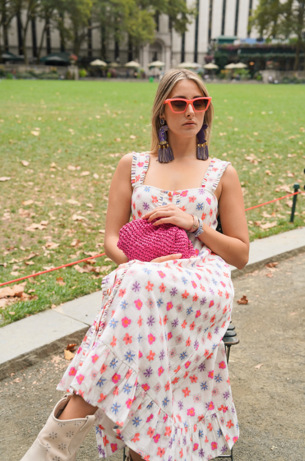 Ingrid - White Handwoven Cotton Midi Dress