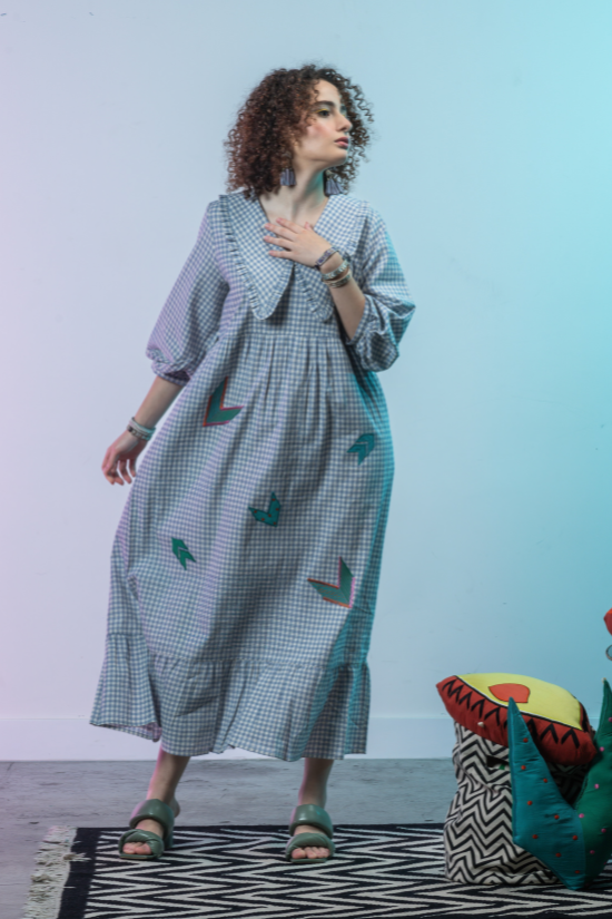 Twila - Blue Handwoven Cotton Dress