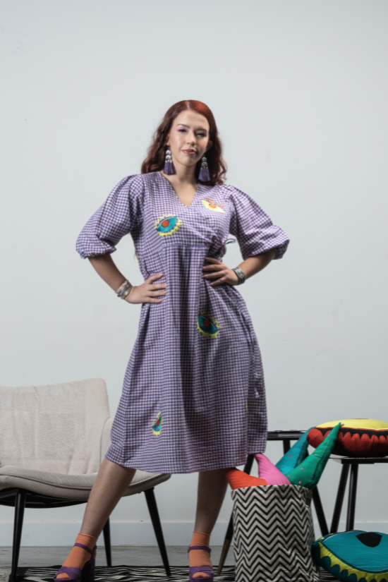 Maude - Purple Handwoven Cotton Dress