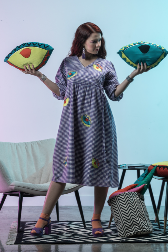 Maude - Purple Handwoven Cotton Dress