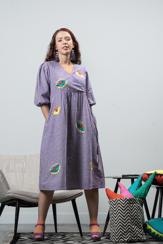 Maude - Purple Handwoven Cotton Dress