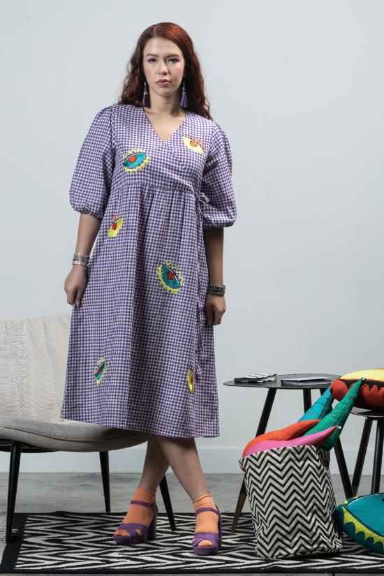 Maude - Purple Handwoven Cotton Dress