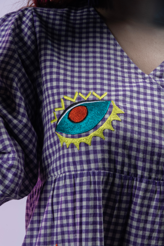 Maude - Purple Handwoven Cotton Dress