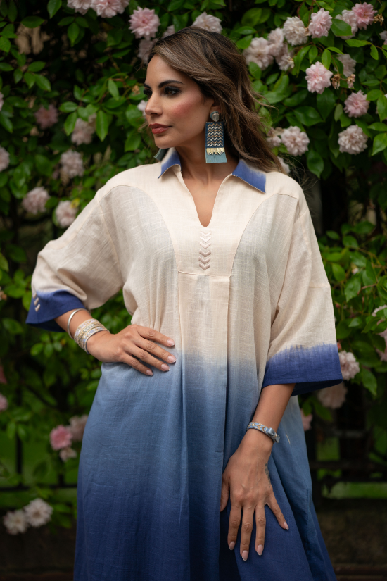 Chevy Fringe 2 - Teal And Cerulean Recycled Leather Earrings