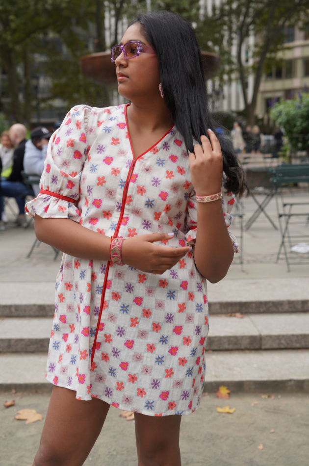 Helga - White Handwoven Cotton Short Dress