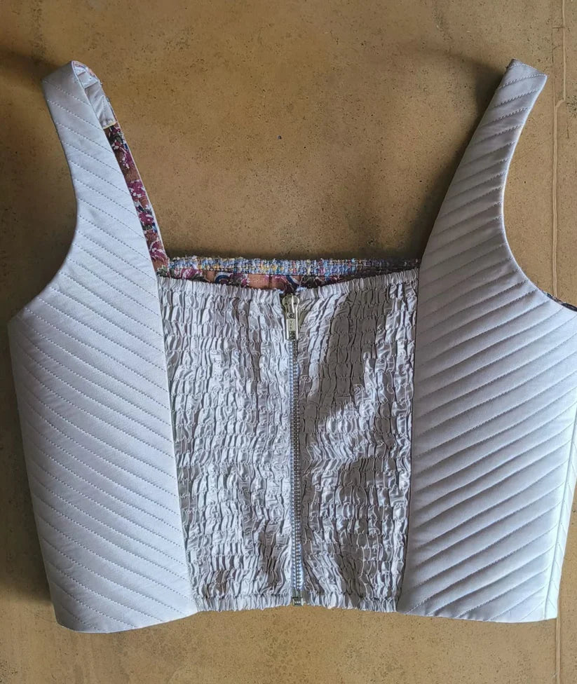 Beige Gold Silk Bustier