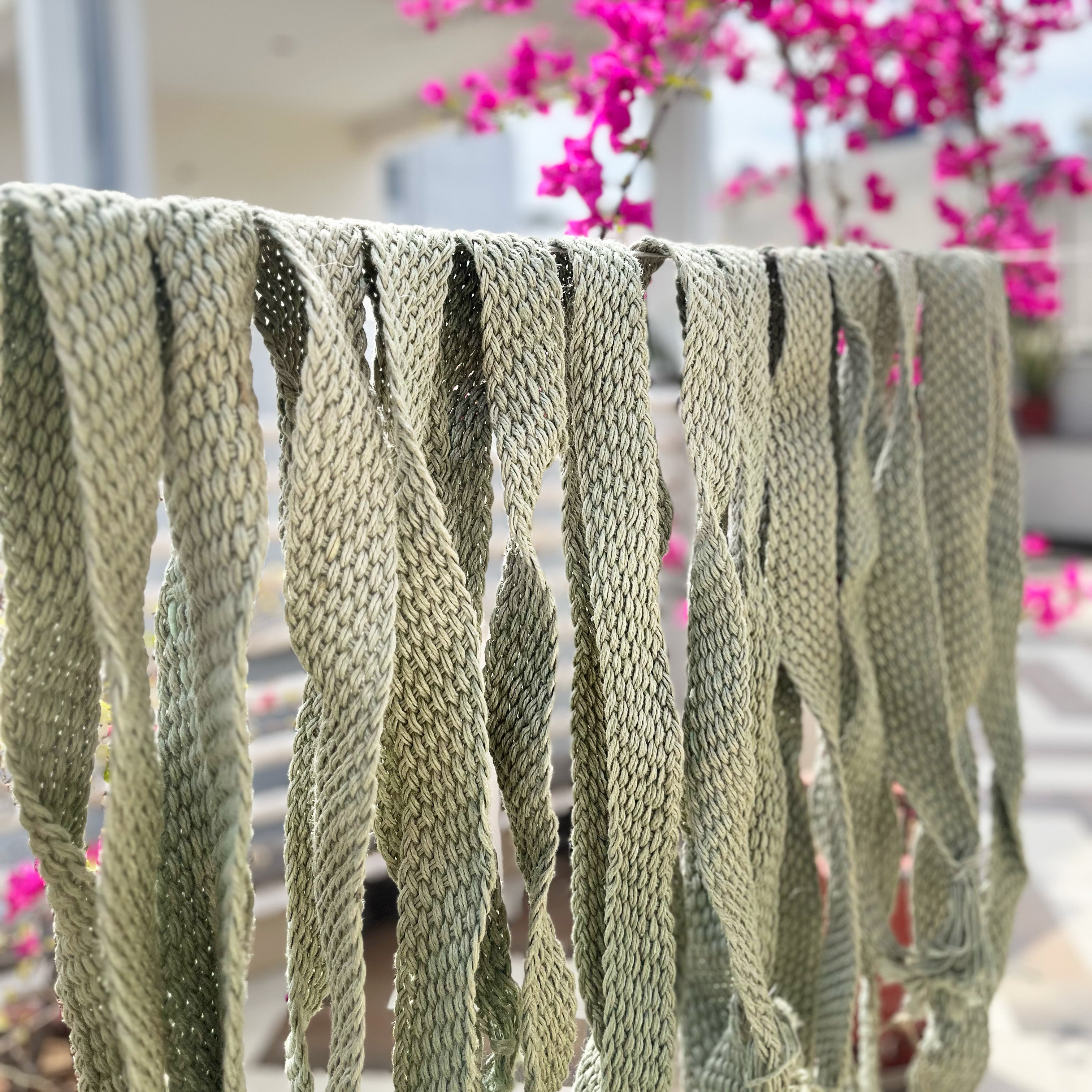 Sage green Jute slides