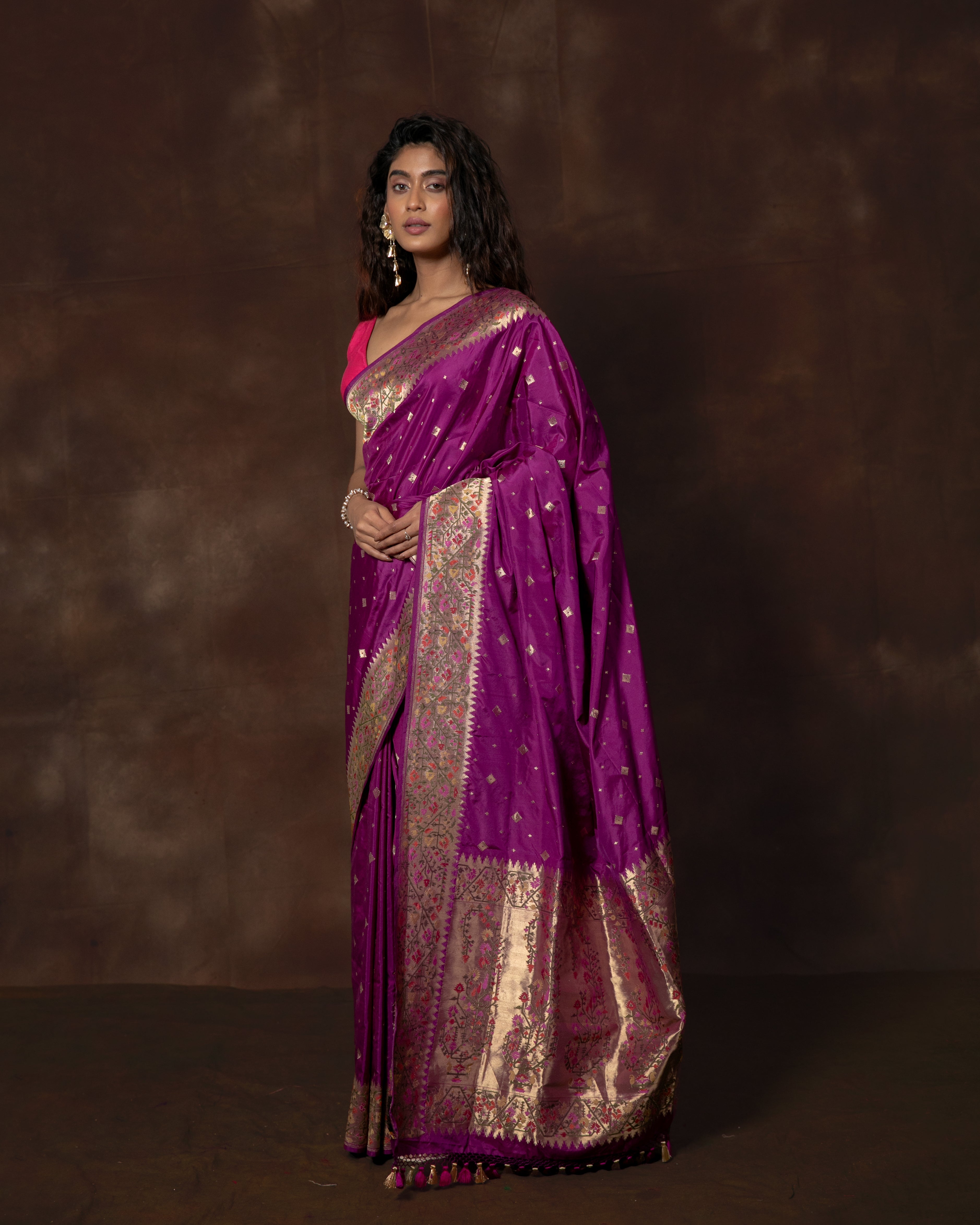 Purple Handwoven Banarasi Silk Saree