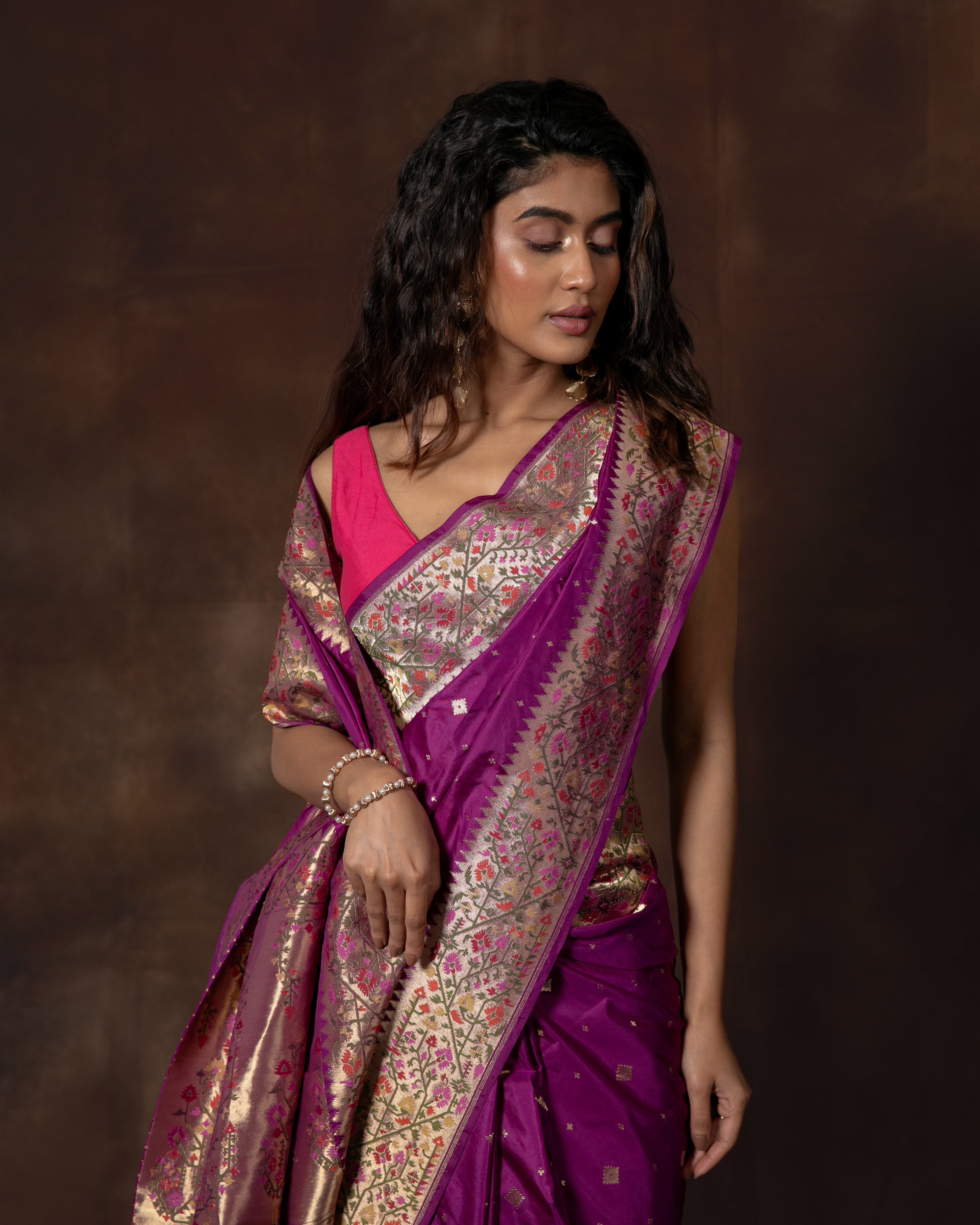 Purple Handwoven Banarasi Silk Saree