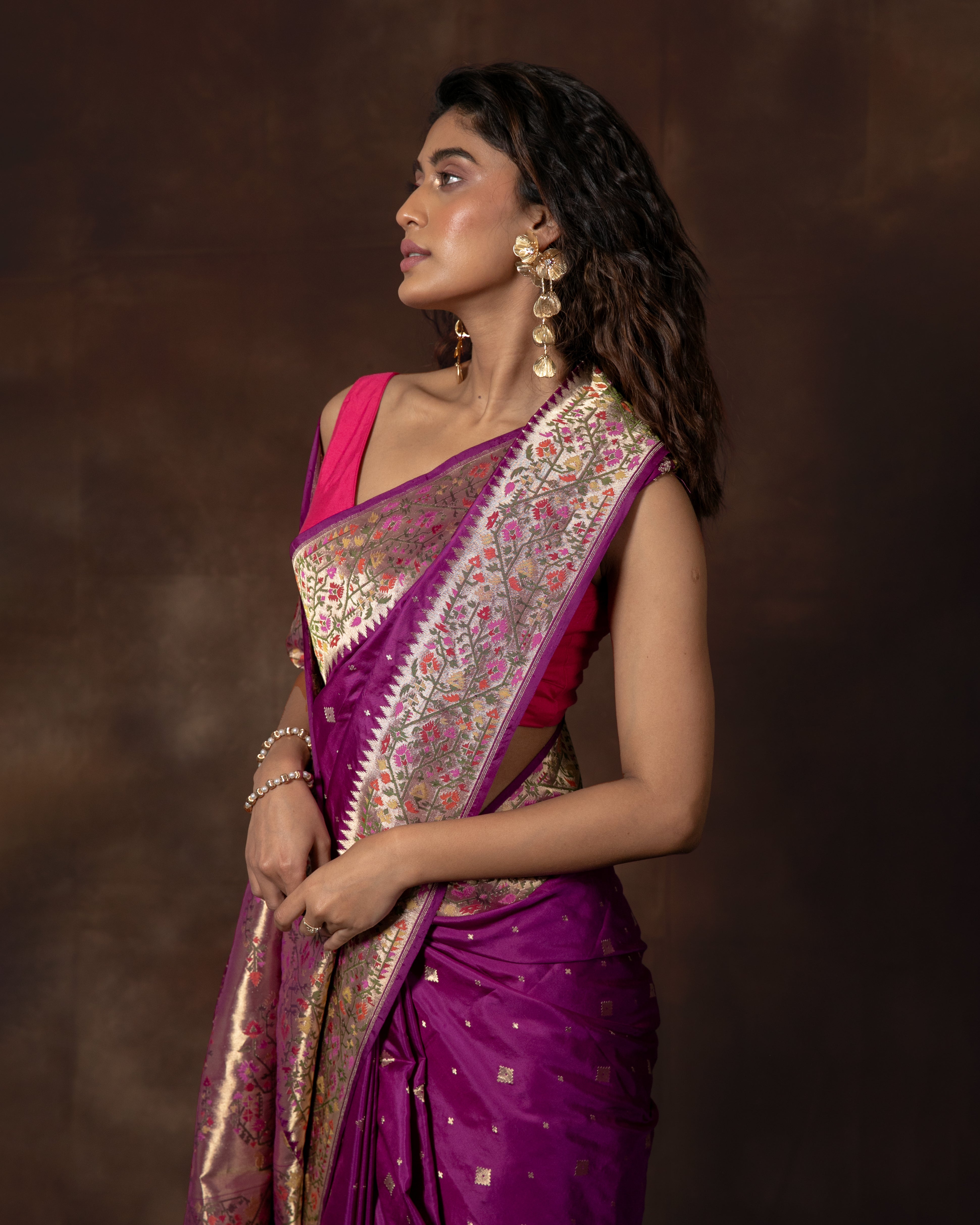 Purple Handwoven Banarasi Silk Saree
