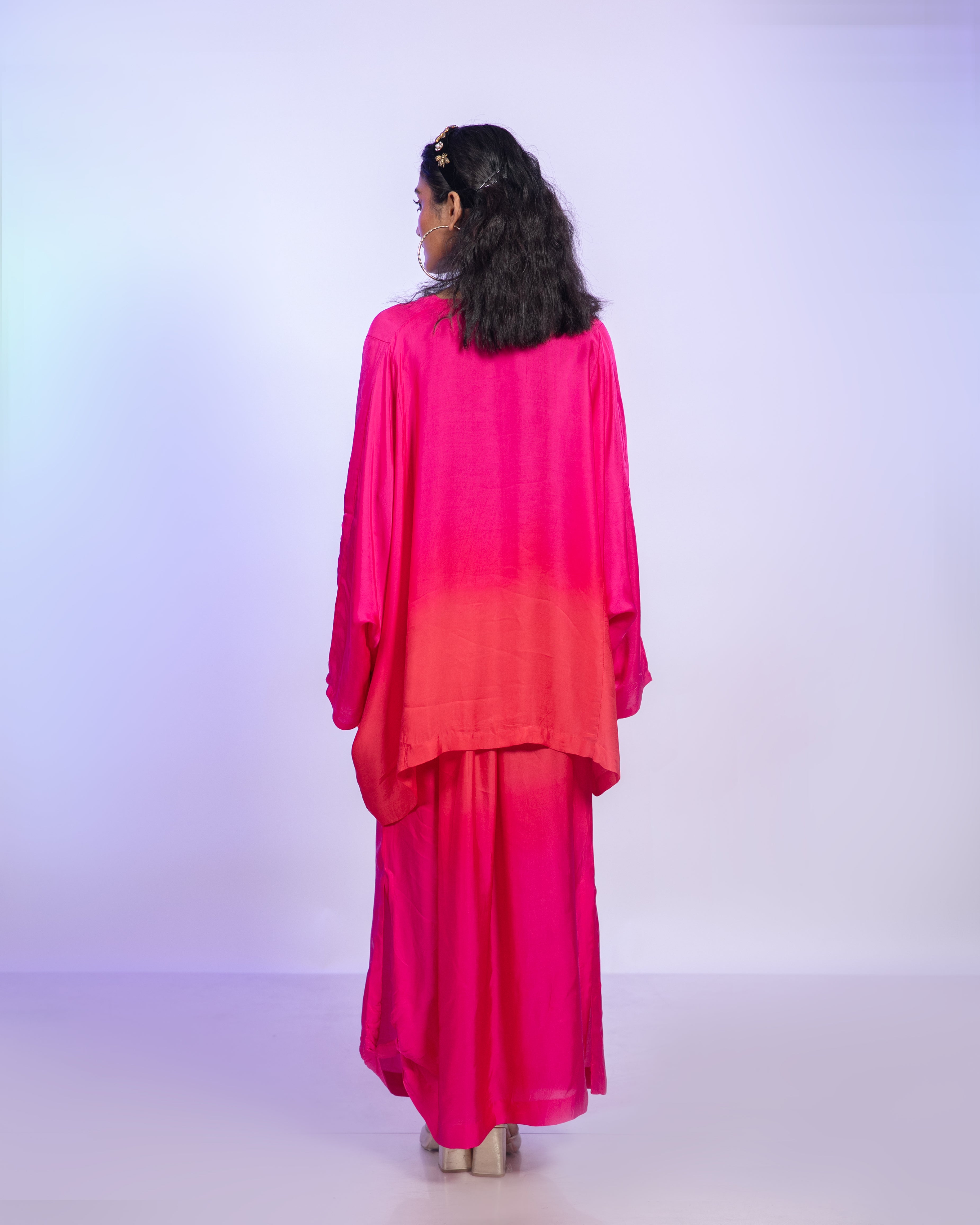 Ombre Pink And Red Satin Co-Ord Set