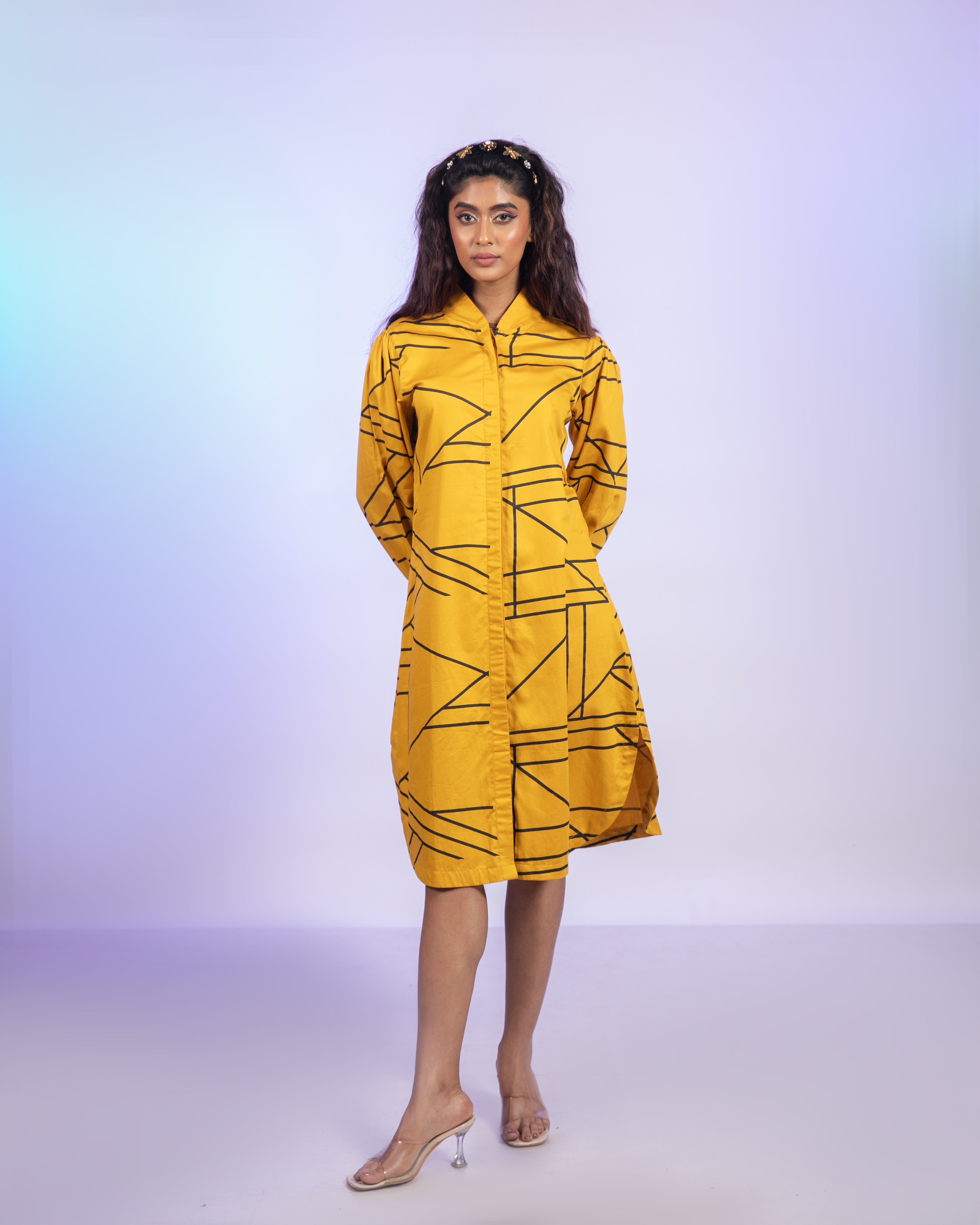 Yellow Cotton Shirt Dress