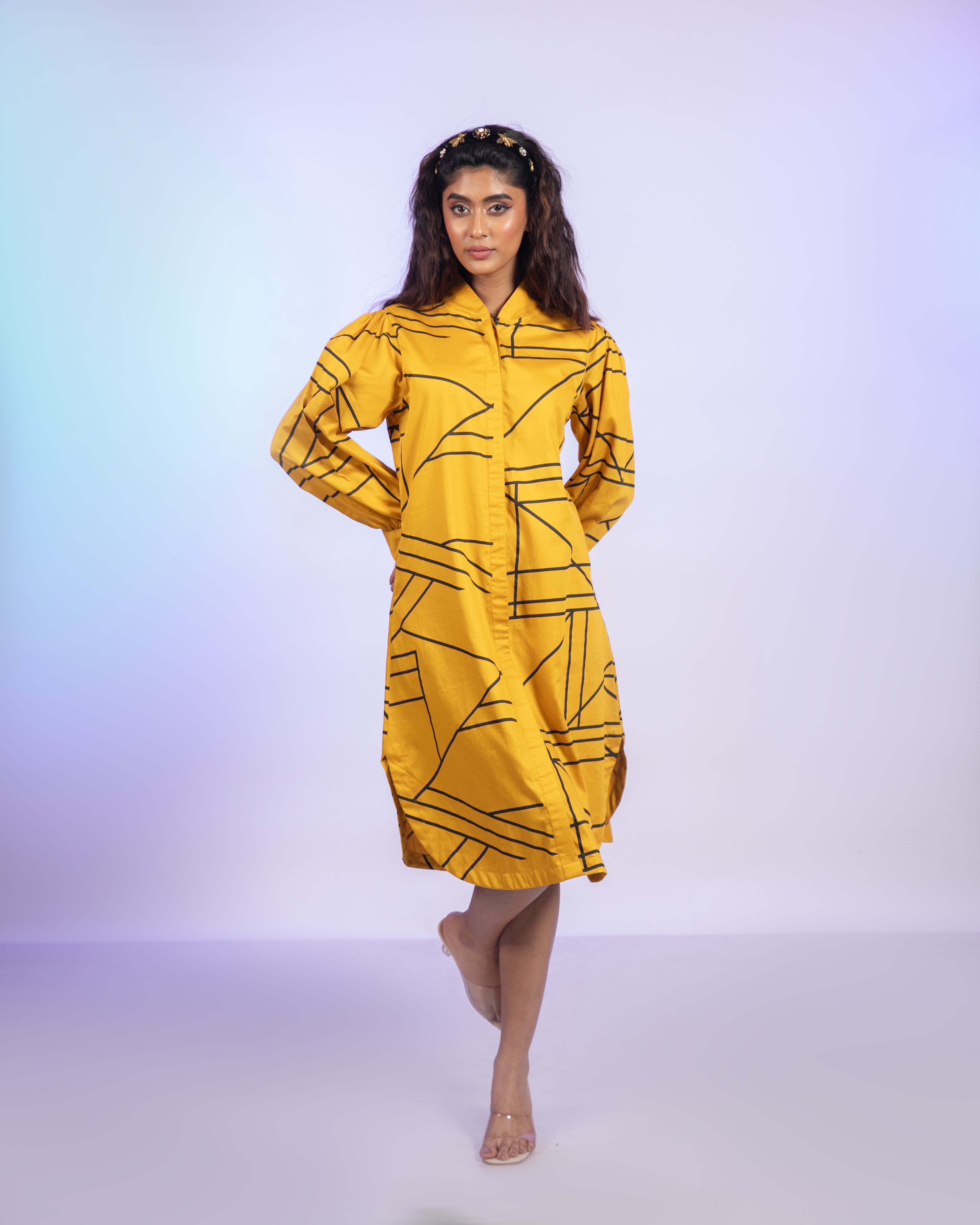 Yellow Cotton Shirt Dress