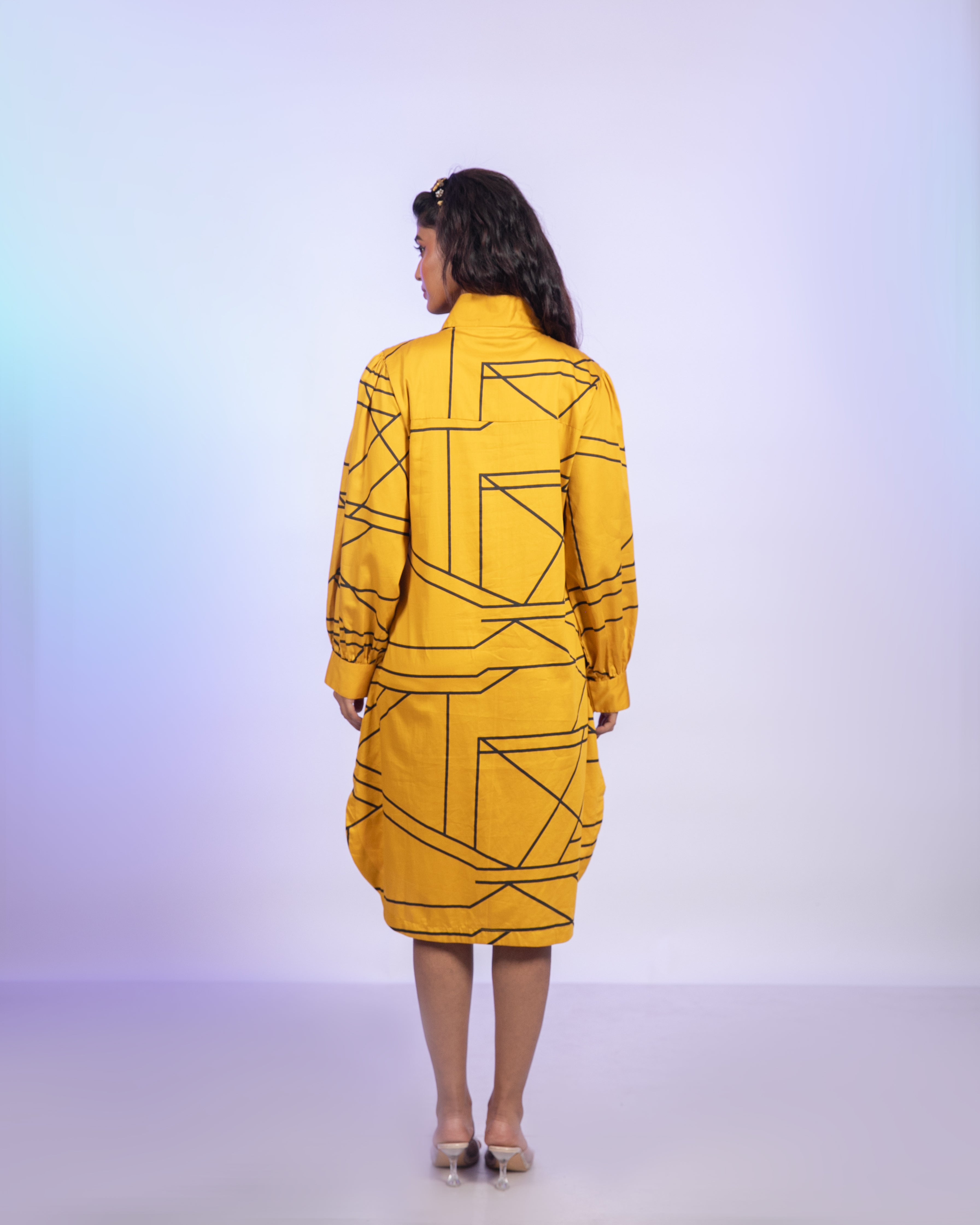 Yellow Cotton Shirt Dress