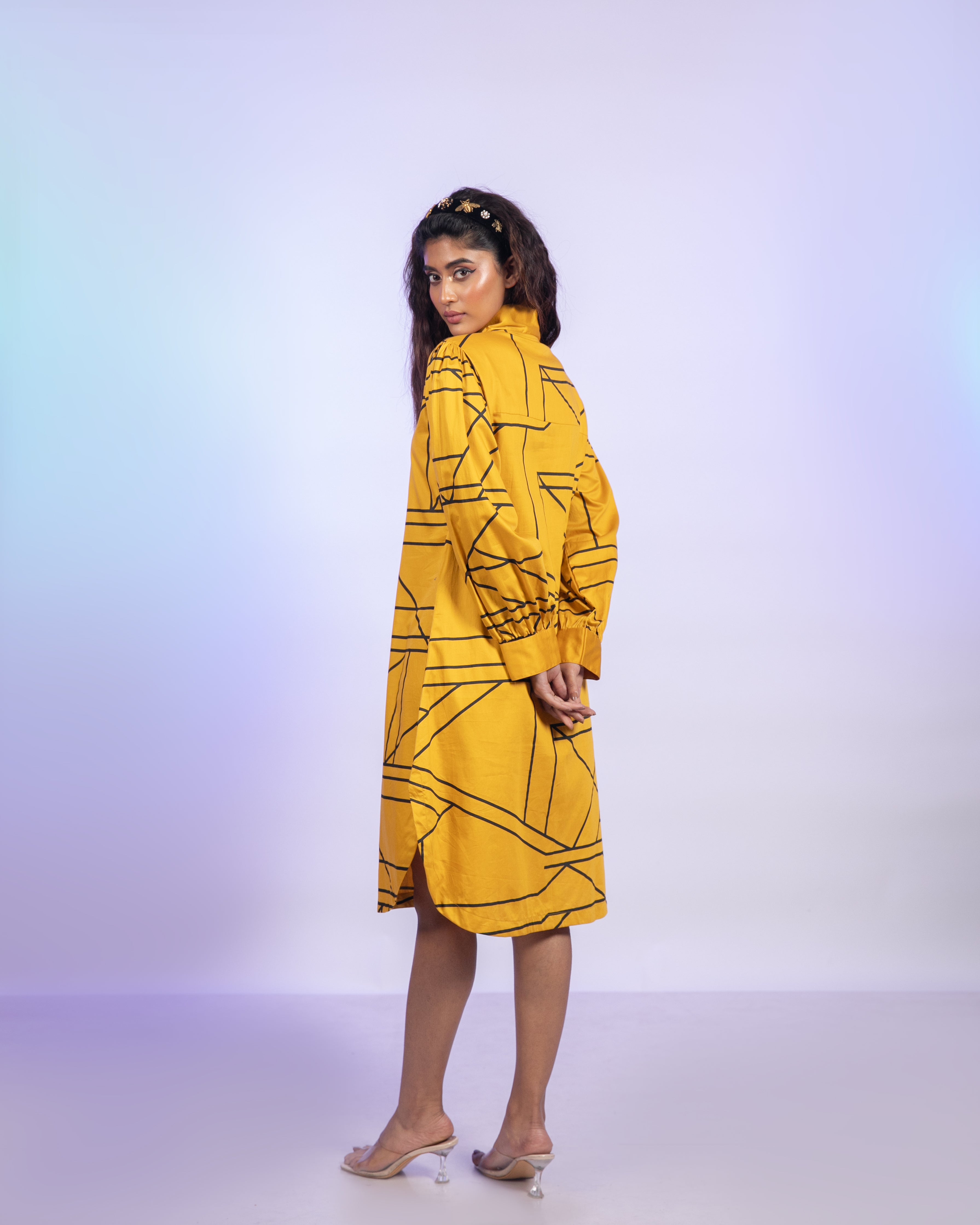 Yellow Cotton Shirt Dress