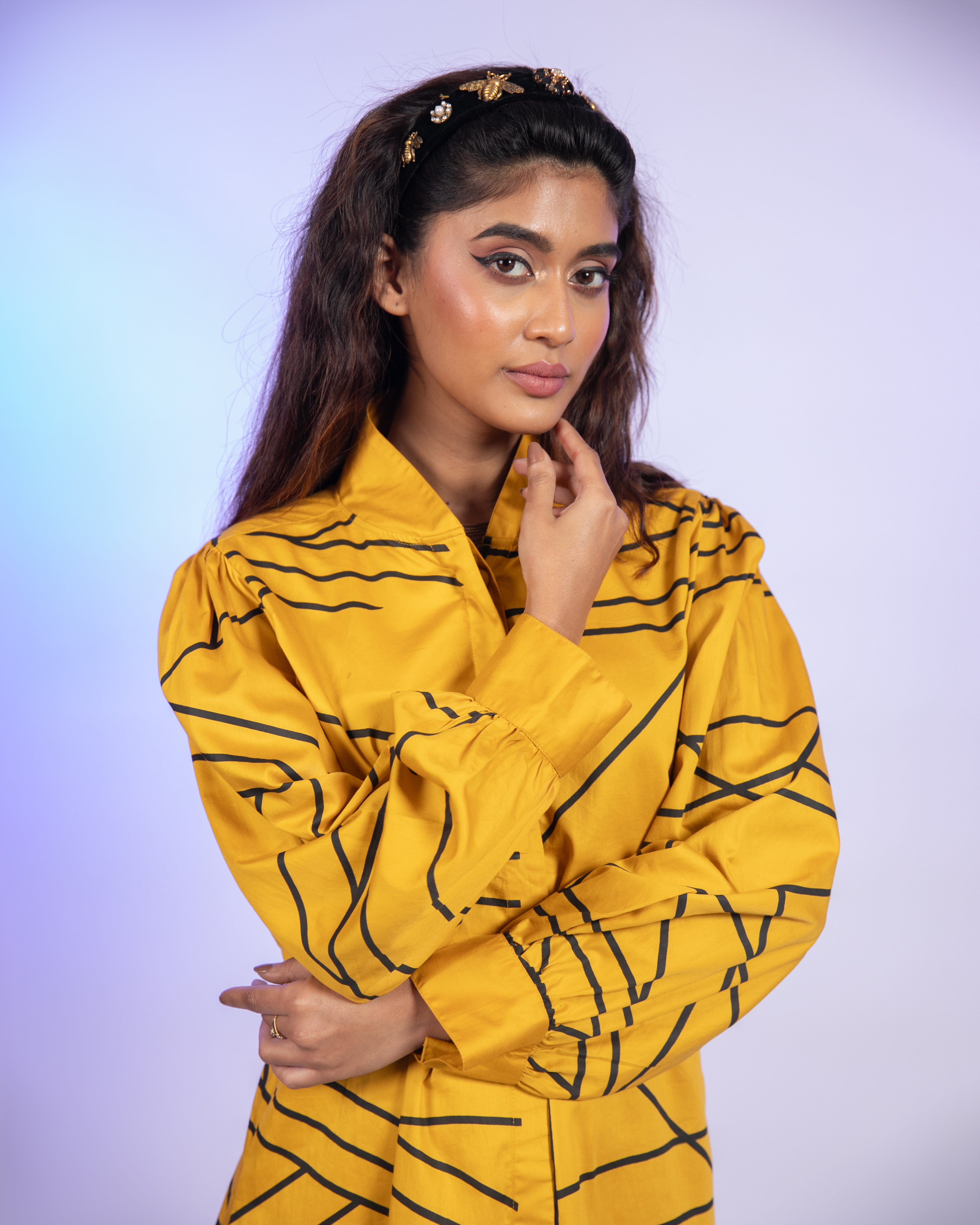 Yellow Cotton Shirt Dress