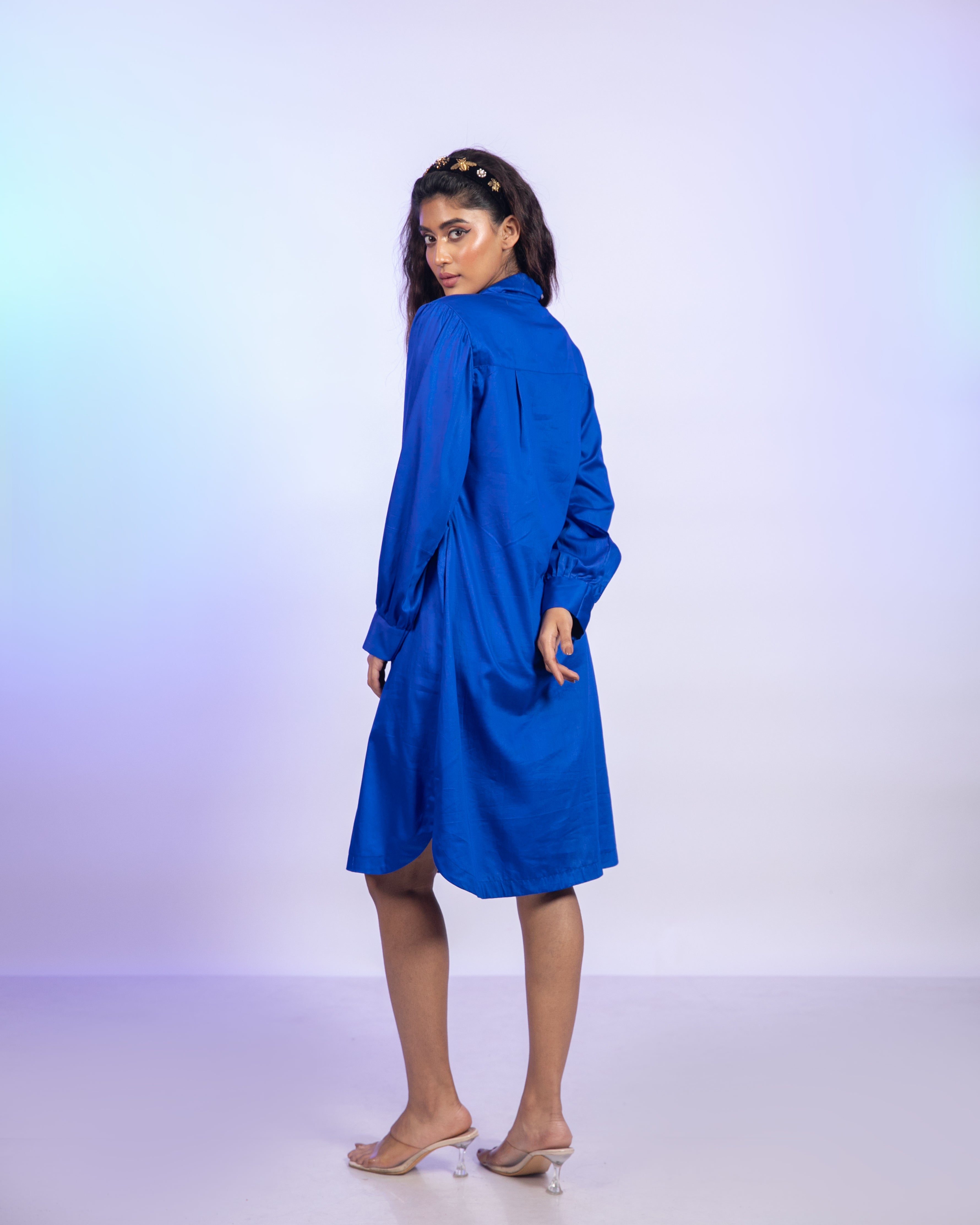 Blue Cotton Shirt Dress