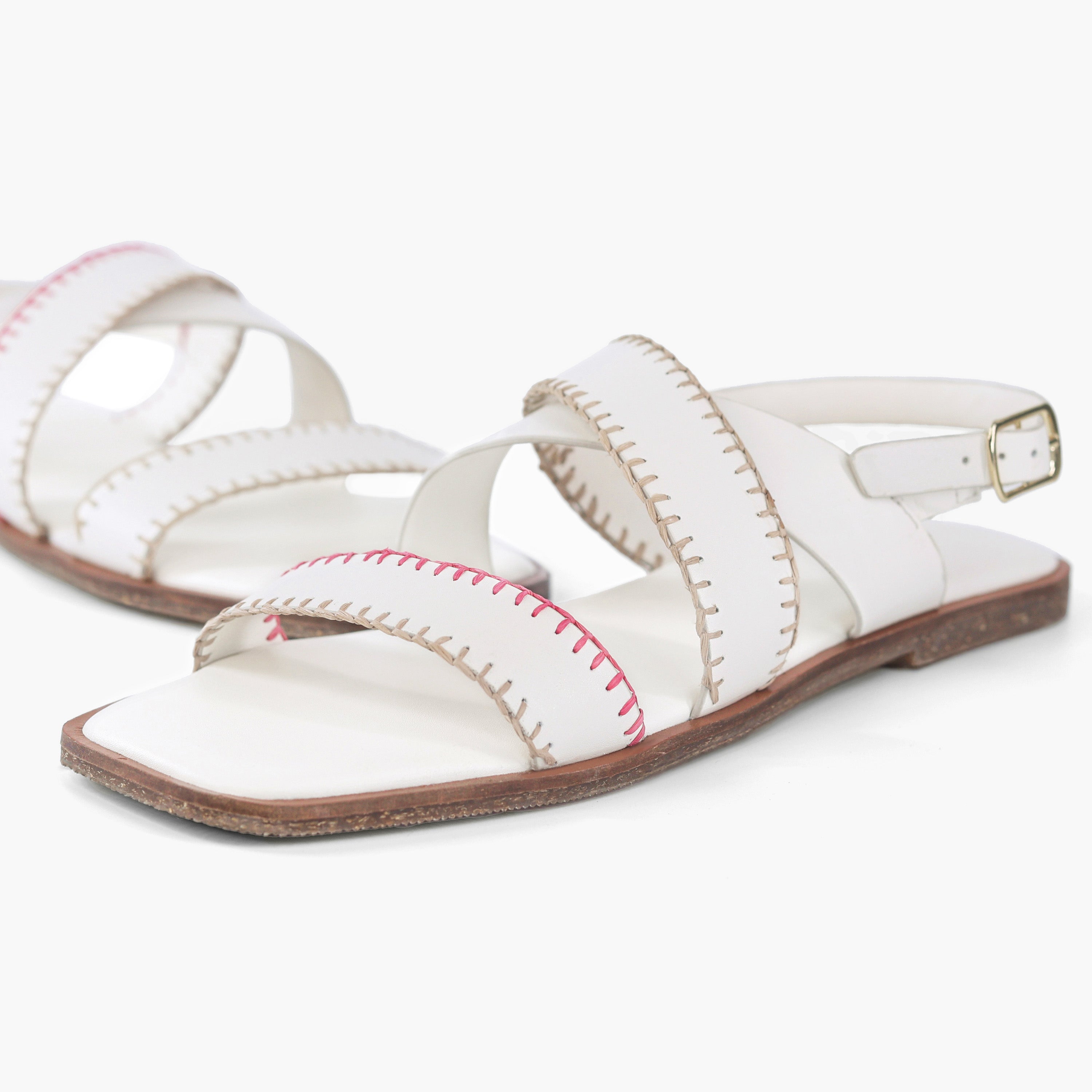 White Cross Sandals