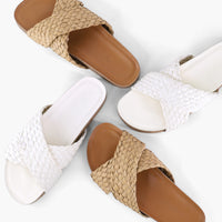 Braided Raffia Slides- Tan