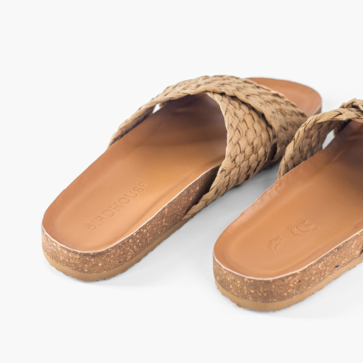 Braided Raffia Slides- Tan