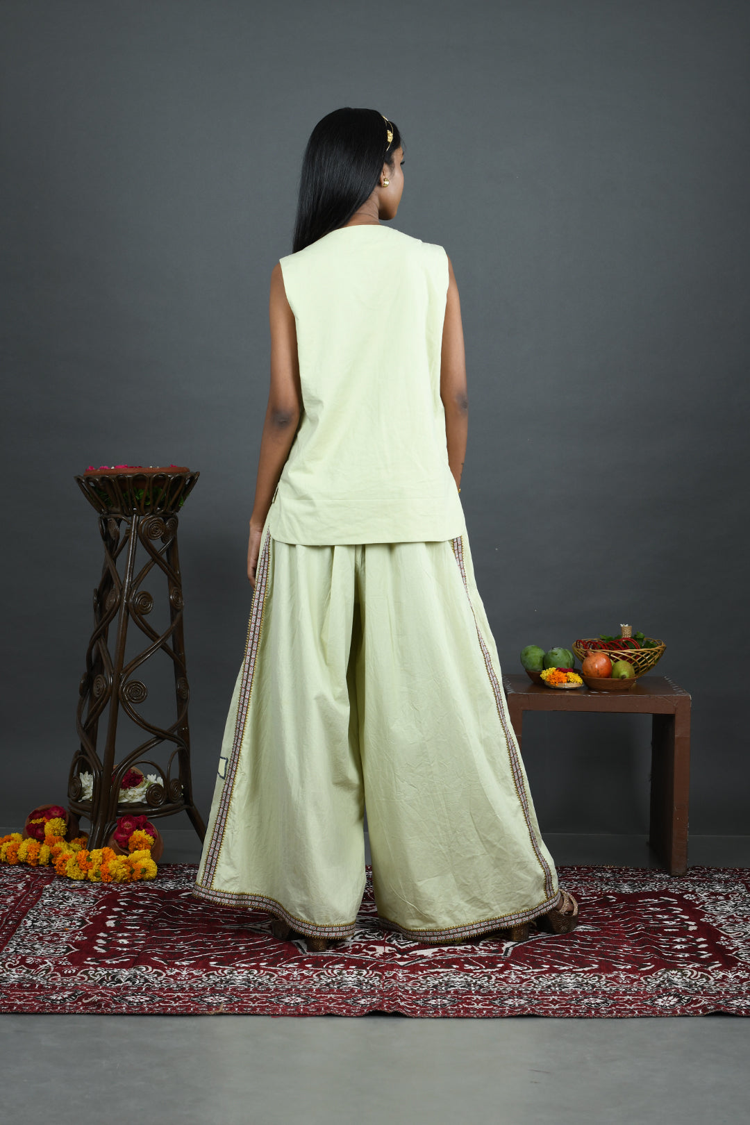 Raag - Green Cotton Poplin Hand Embroidered Co-Ord Set