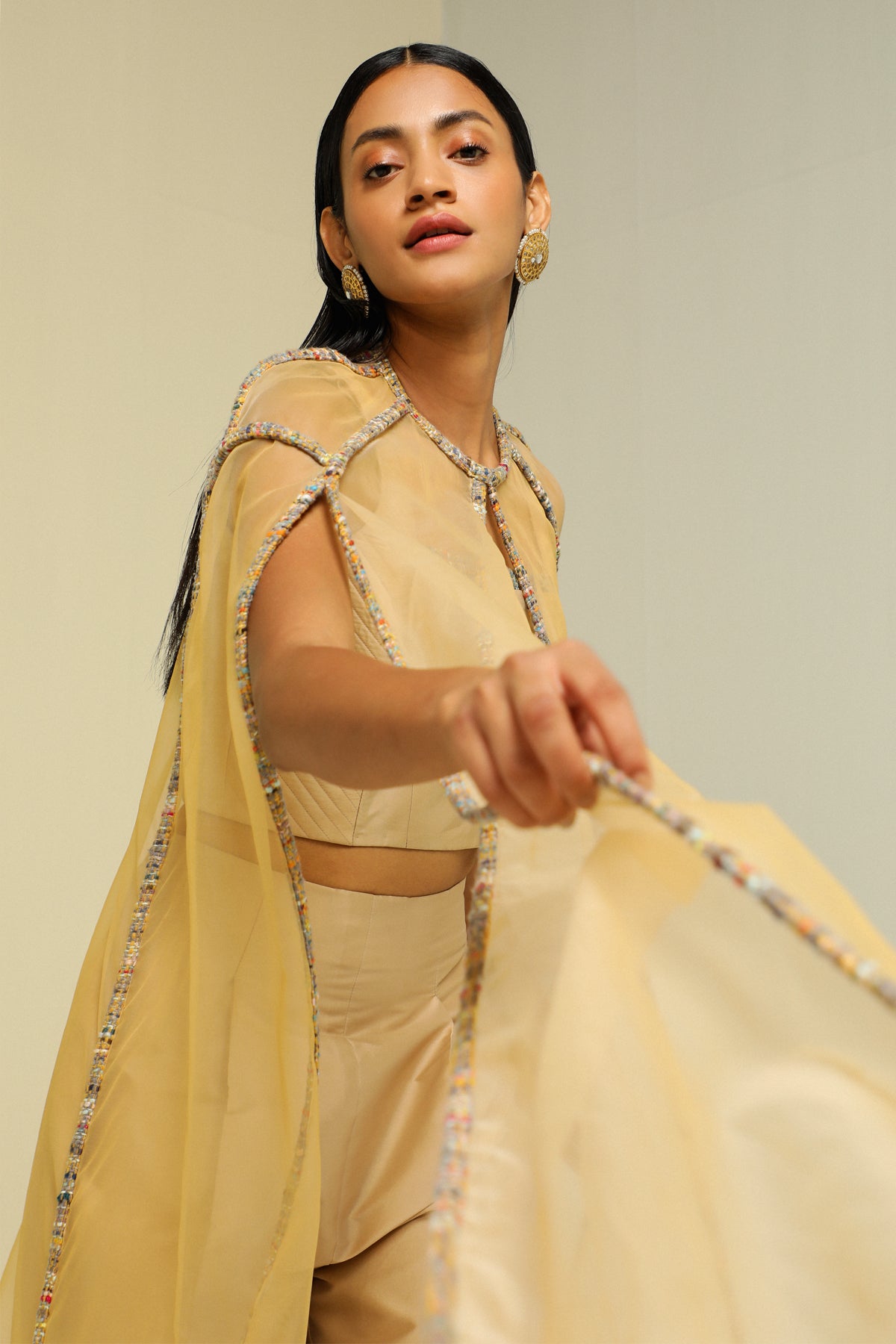 Beige Organza Cape
