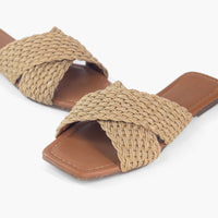 Jute slides- Dark tan