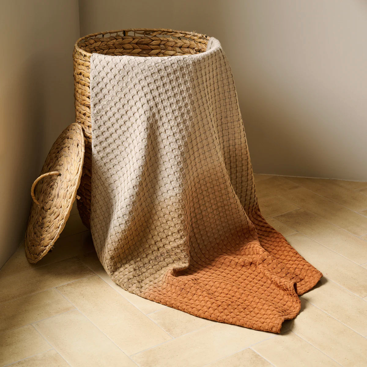 Dip Dye Cotton Bamboo Waffle Towel