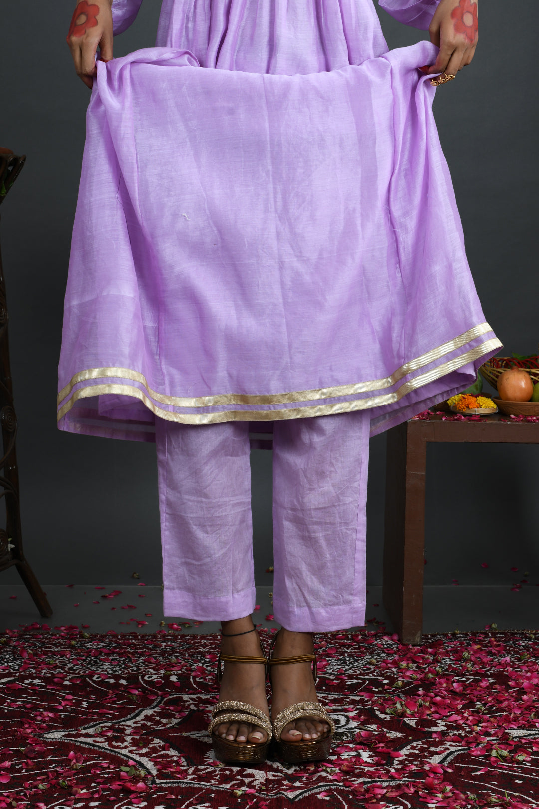 Lily - Lavender Handloom Chanderi Kurta Set
