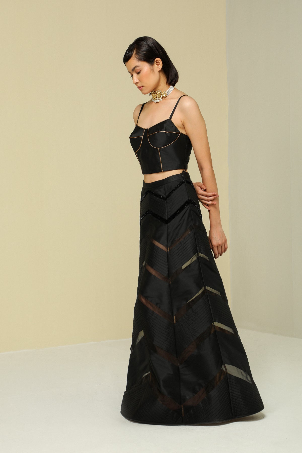 Black Silk Reversible Skirt