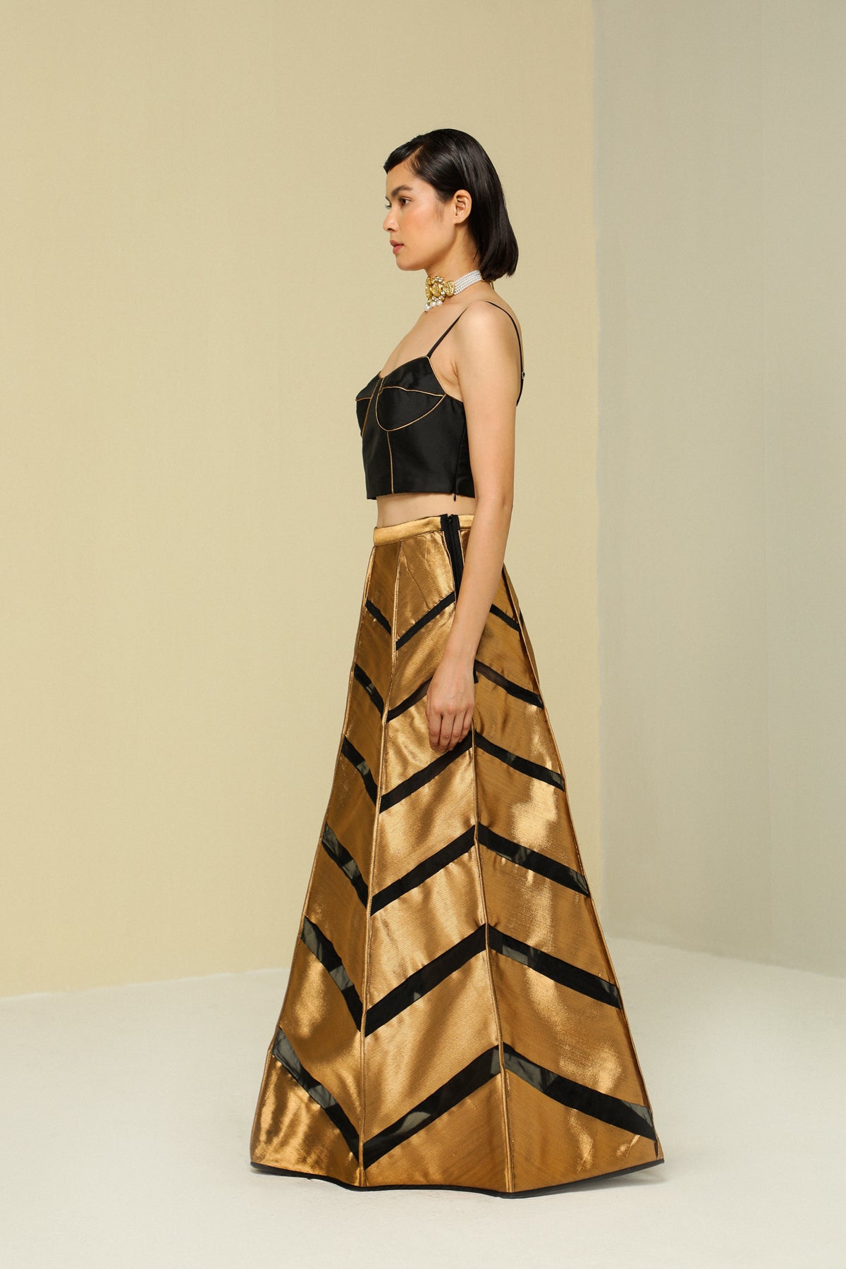 Black Silk Reversible Skirt