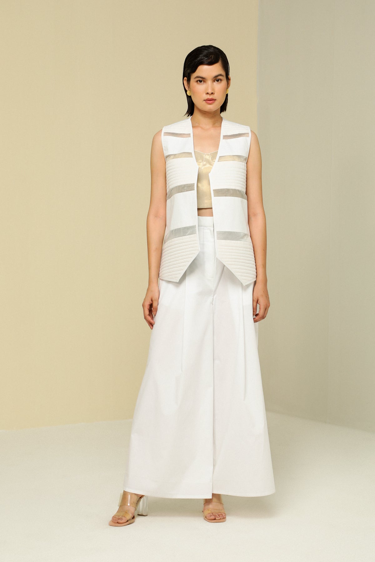 White Cotton Flared Pants