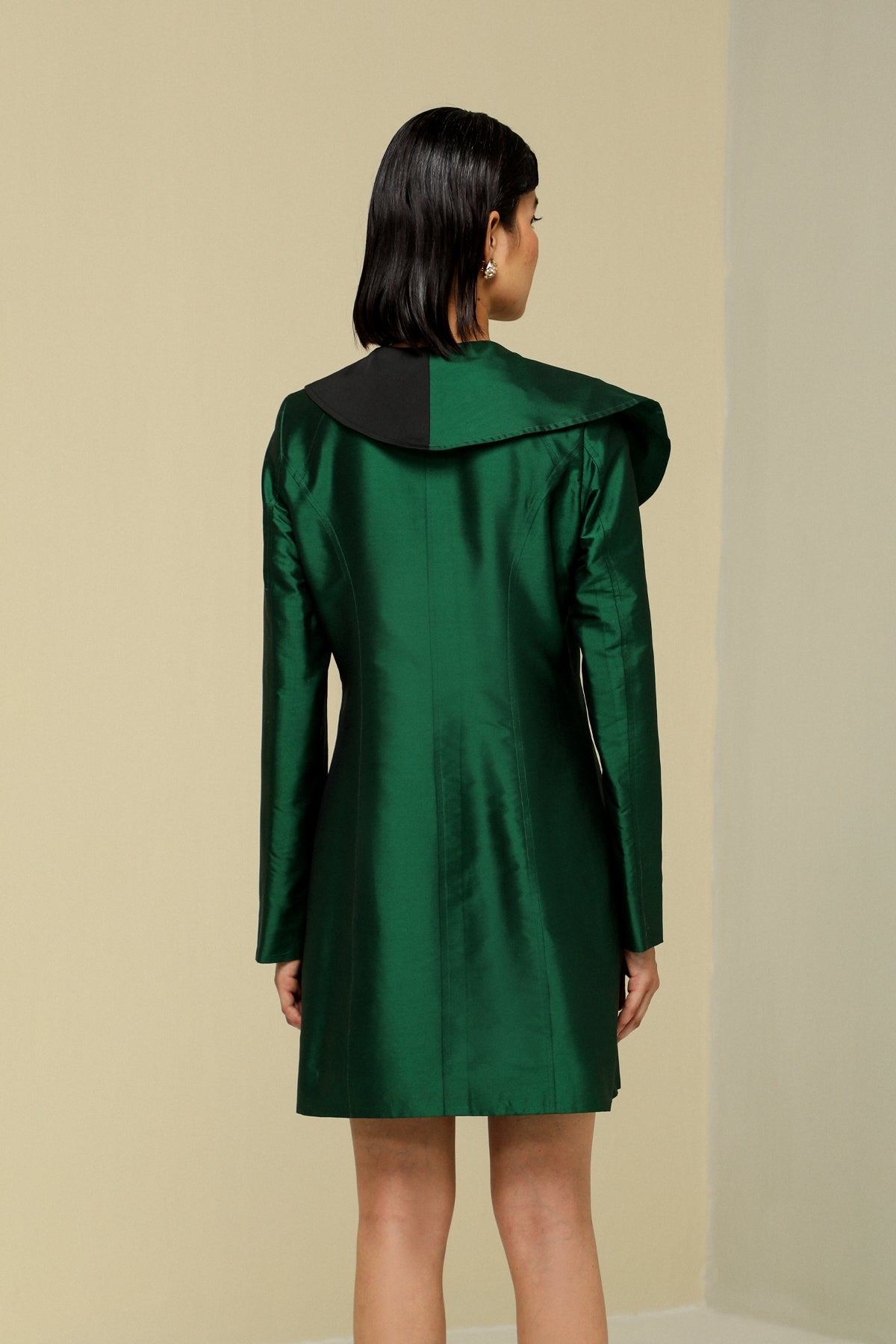 Green Silk Ruffle Jacket Dress